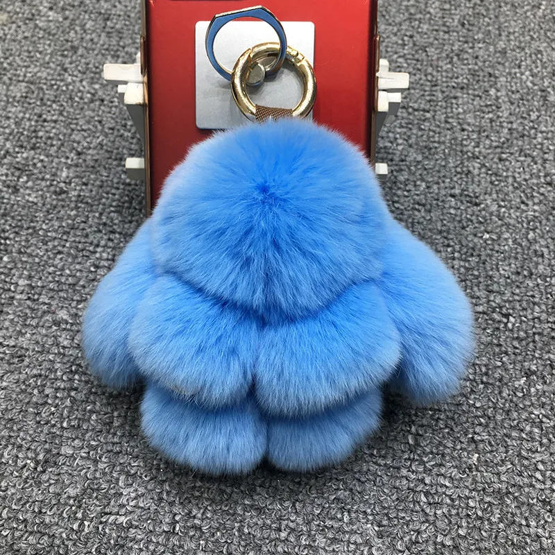 Fashion Women Fluffy Rex Rabbit Fur Keychain Mini Cute Bunny Key Chains phone Bag Charm Pom Ball Car Keyring | Украшения и