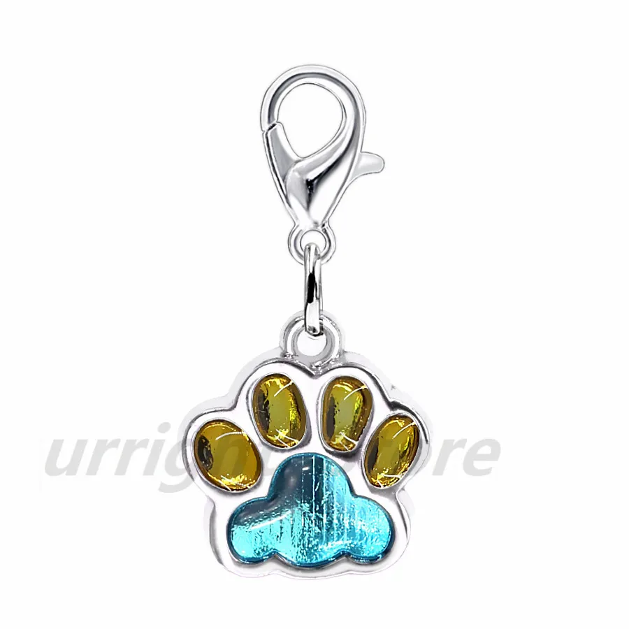 10 шт. эмаль Bling Cat Dog/Bear отпечаток лапы висячий Шарм подходит вращающийся Омар застежка брелок кольца для ключей сумка Ювелирные изделия HC503