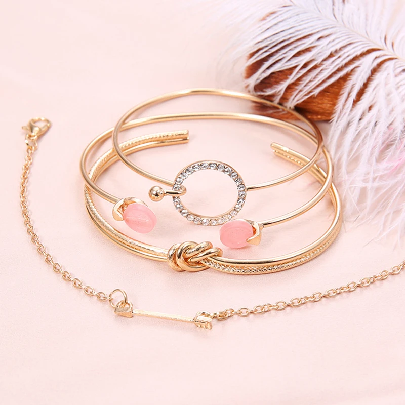 4 шт./компл. богемные золотые серебряные браслеты Набор для женщин модная