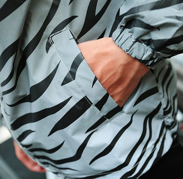 

Cycling Jerseys Windbreaker 2XL Teenager Night Reflective Zebra Cool Long Sleeve Zipper Outdoor Sport Jogging Party Jacket