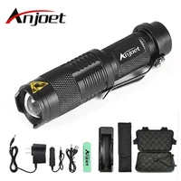 anjoet sets tactics flashlight zoom cree xml l2 led outdoor torch 5 mode 8000 lumens waterproof use 18650 rechargeable battery
