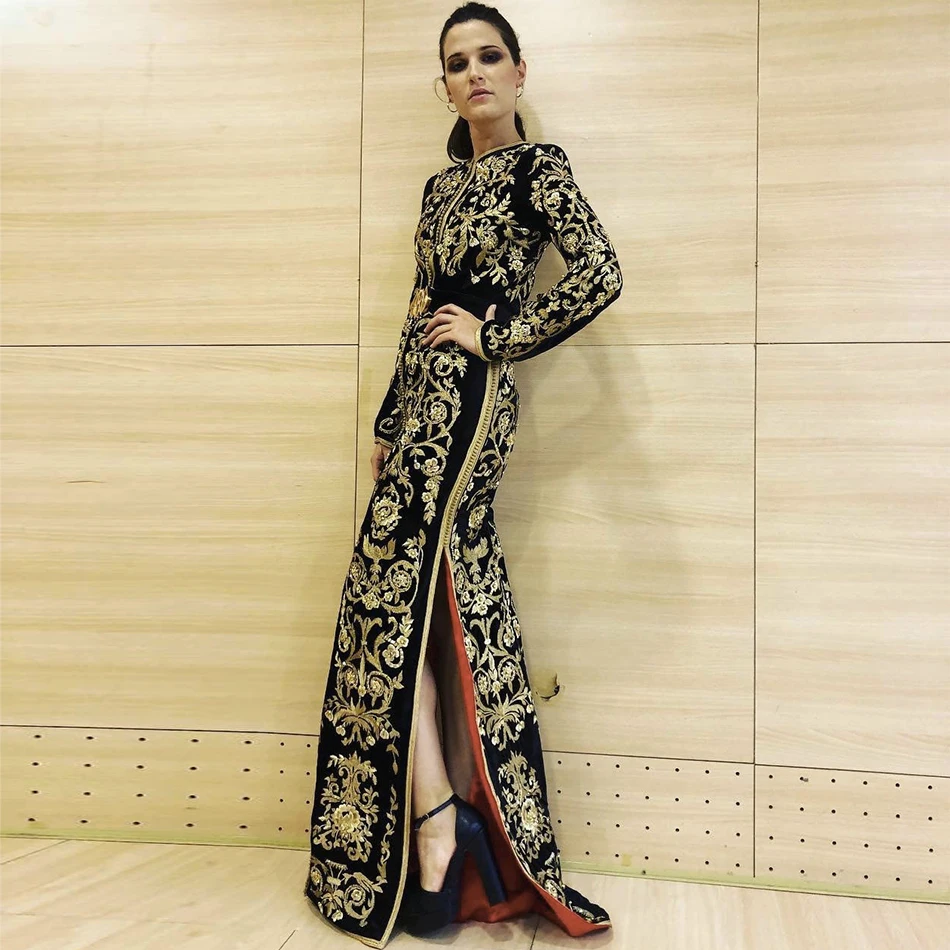 Seamyla High Quality Runway Dress Women New Fashion Floral Embroidery Vintage Long Dresses Winter Black Evening Party Dress