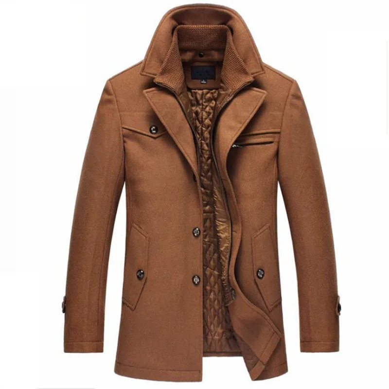 Зимнее теплое Мужское пальто новая модная шерстяная Мужская куртка деловая