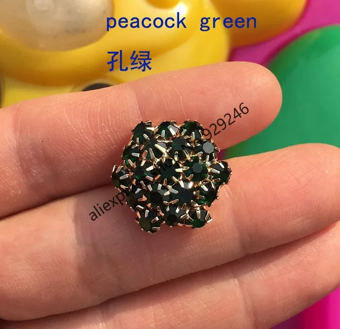 2 шт./упак. 20 мм круглый и кристальными пуговицами черный зеленый павлин стразы