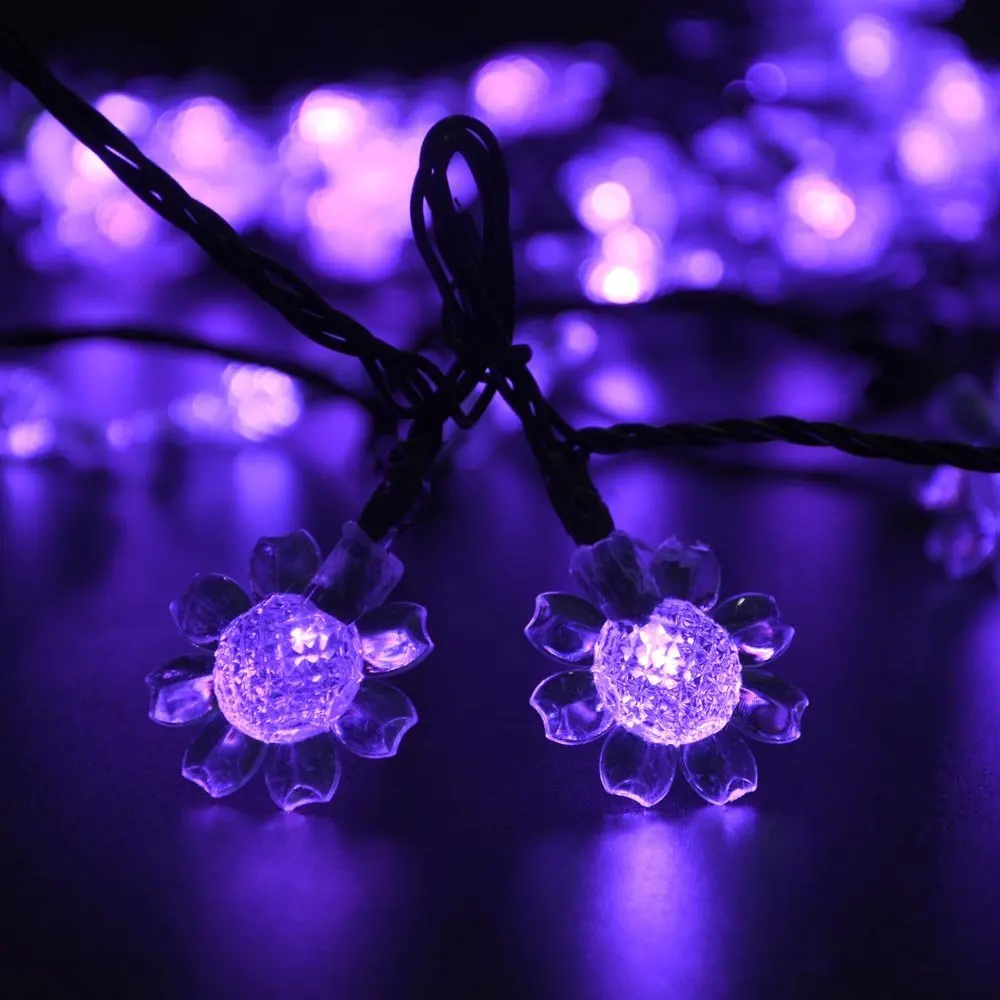 Purple 15ft 20LED солнечный свет шнура водостойкий открытый Рождество освещение Декор подсолнечника Форма для патио дерево - Испускаемый цвет: Purple