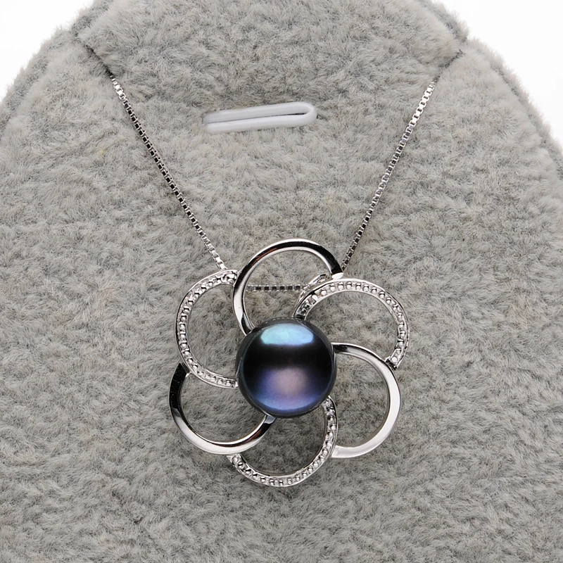 Винтажная подвеска с черным жемчугом в виде цветка для женщин хорошее ювелирное