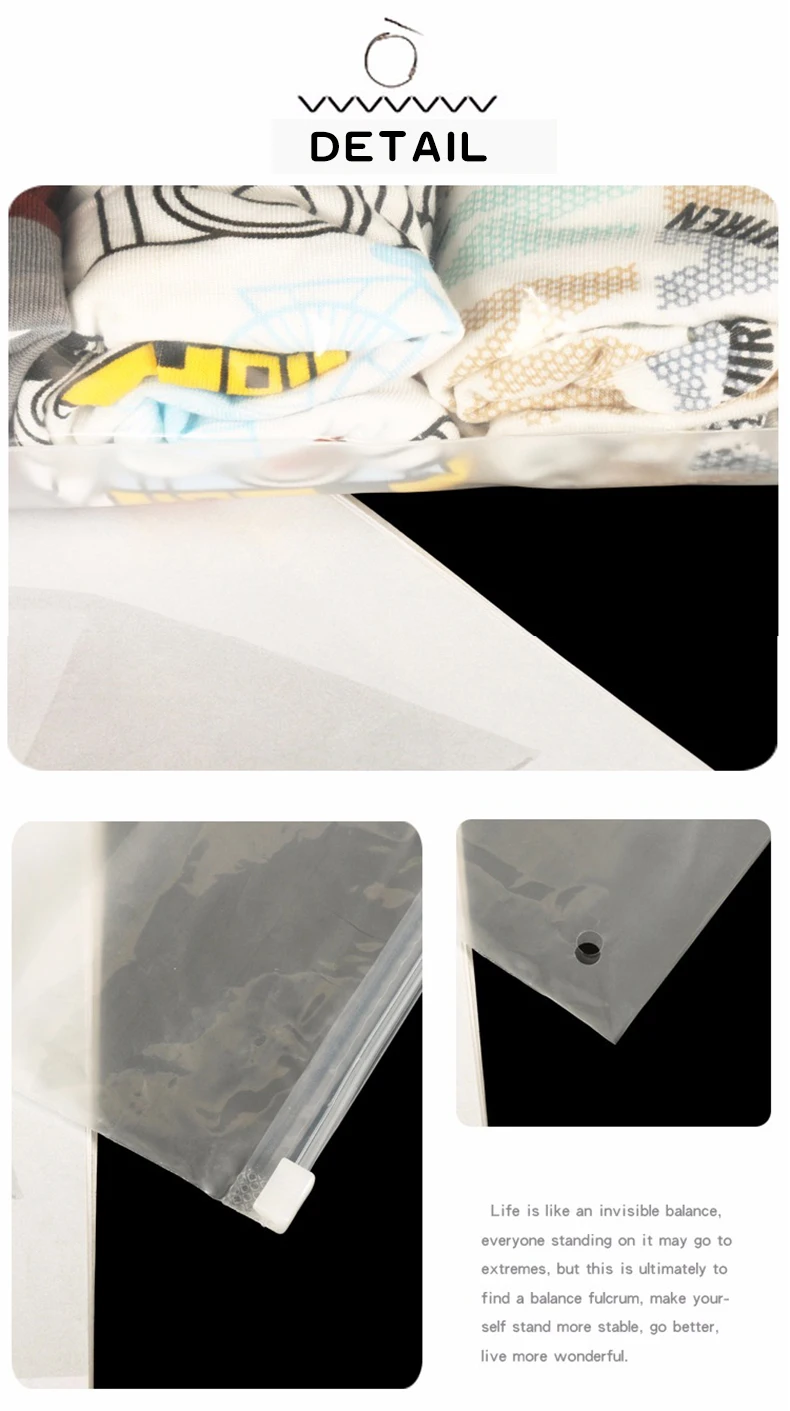 Прозрачная матовая задняя молния Ziplock упаковка мешок скользящий клапан матовый переплет пластиковая одежда простыни пальто крышка брюки рубашка