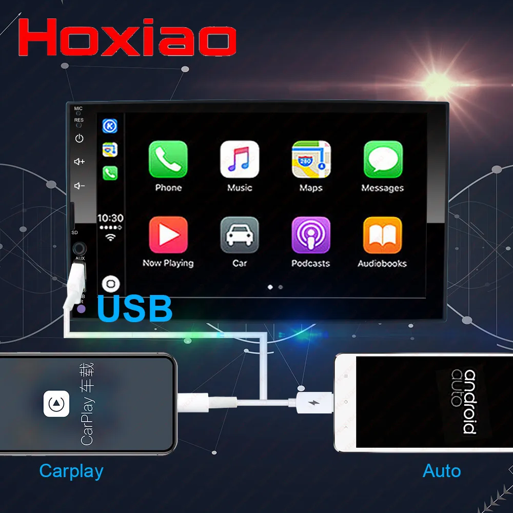 Carplay 2 din Автомобильный Радио мультимедийный плеер сенсорный экран Android Авто аудио стерео MP5 Bluetooth USB TF FM камера 2DIN
