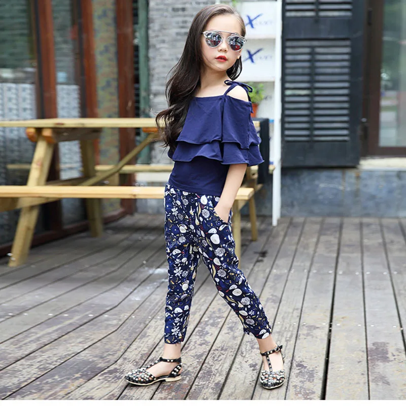 Комплекты летней одежды для девочек Детская рубашка с короткими рукавами и