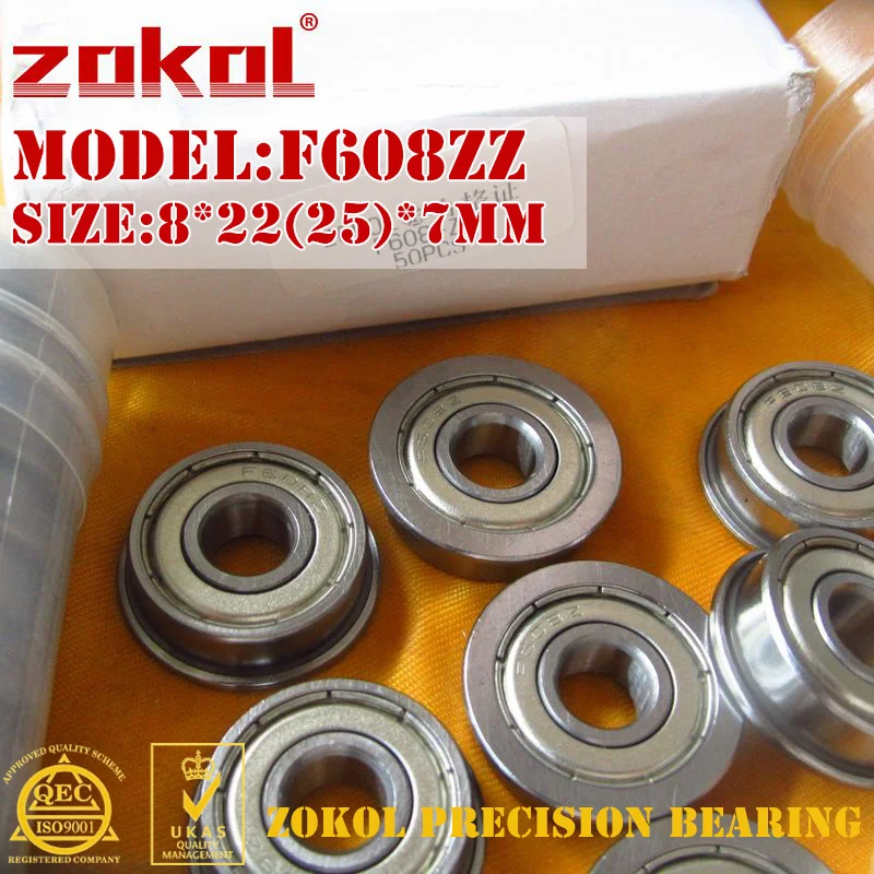 Подшипник ZOKOL F608 ZZ фланцевый подшипник F608ZZ стандартный радиальный