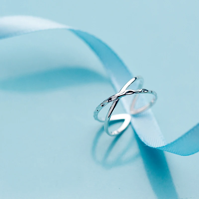 

MloveAcc New Arrival Vintage 100% 925 Sterling Silver X Cross Double Layer Open Finger Rings for Women Sterling Silver Jewelry