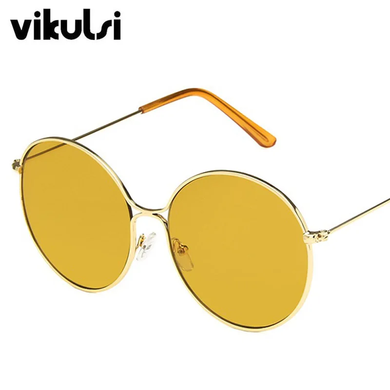 E119 dark yellow Роскошные брендовые Круглые Солнцезащитные очки женские винтажные градиентные очки металлическая оправа негабаритных солнцезащитных очков женские зеленые красные очки UV400 - Цвет линз: E119 dark yellow