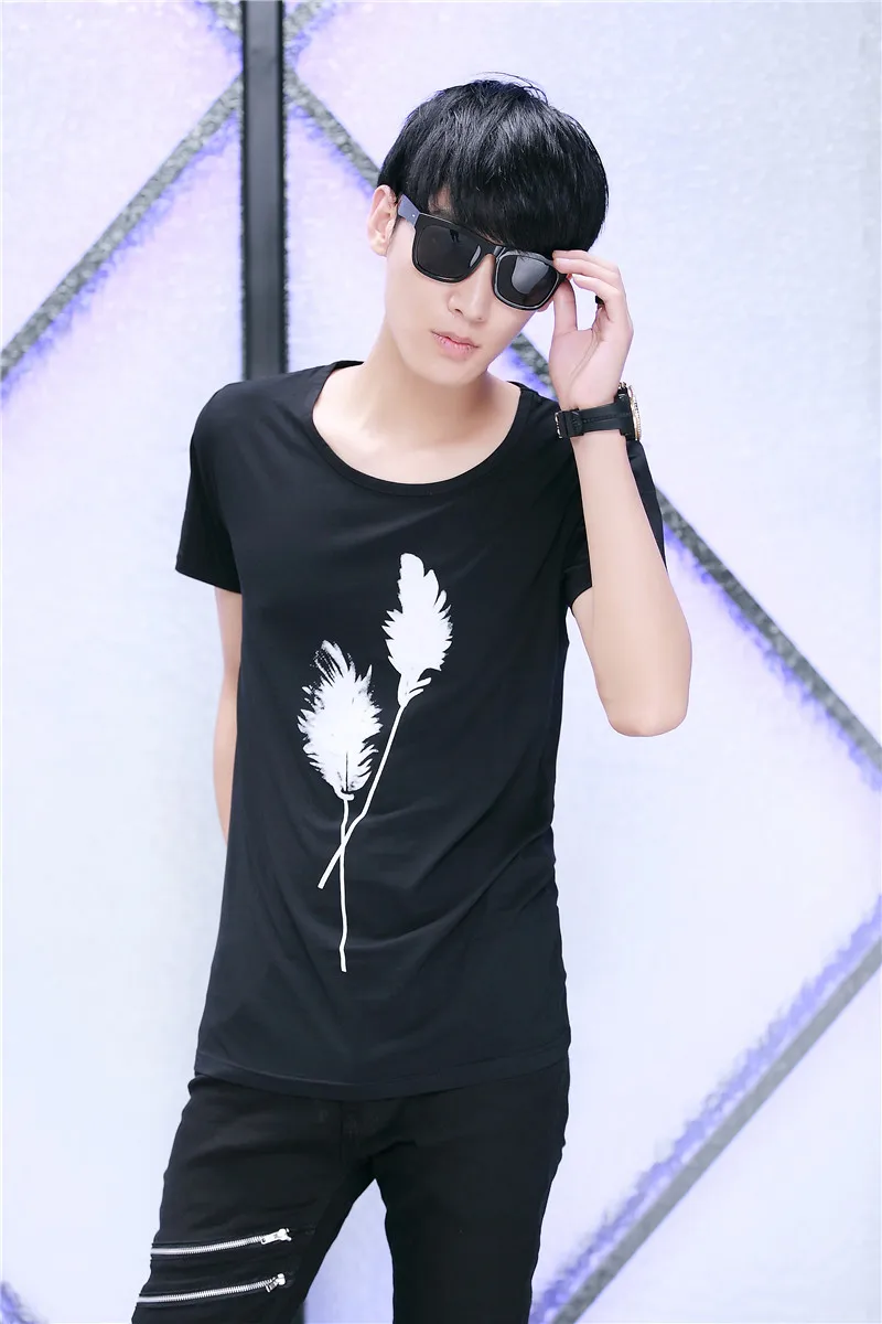 Новая футболка из хлопка со льдом мужские футболки мода 2016 летняя с перьями