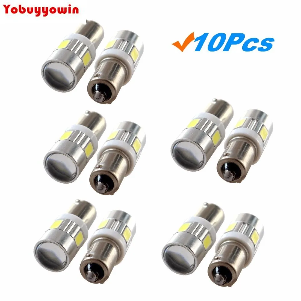 

BA9S 5050 6SMD Led Bulbs With Len For Dome Light License Plate Lamp Side Maker Light 12V White (Pack of 10)