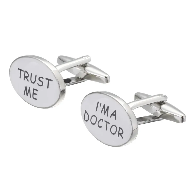 

I am a doctor round Enamel Cufflinks fashion English letters shirt Cufflinks
