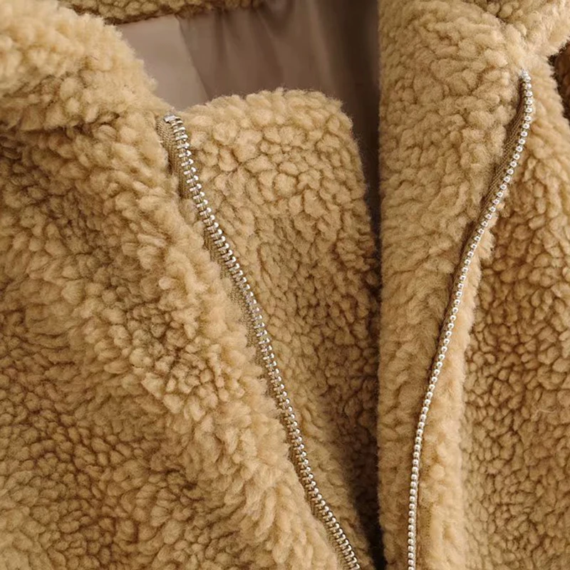 

women warm Autumn lambskin coat jacket zipper short femal faux fur coat