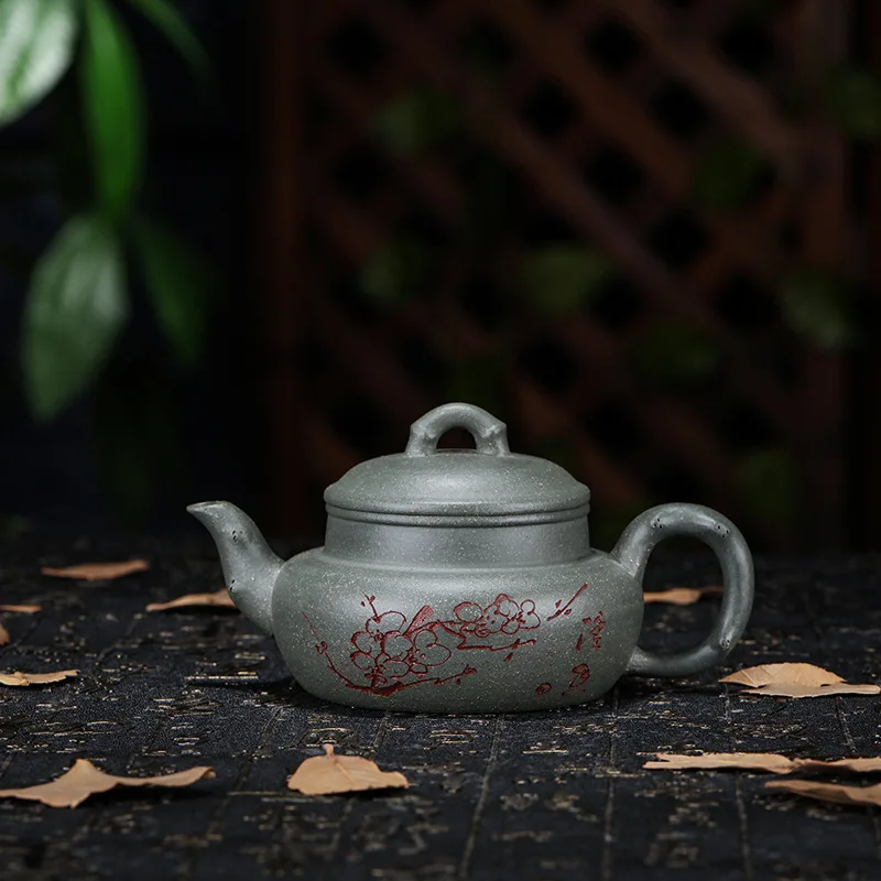Чайный горшок, известный, полный, ручной, сырой руды, Зеленая глина, резной горшок с холодным ароматом, чайный горшок, чайный набор, подарок на заказ, поколение волос
