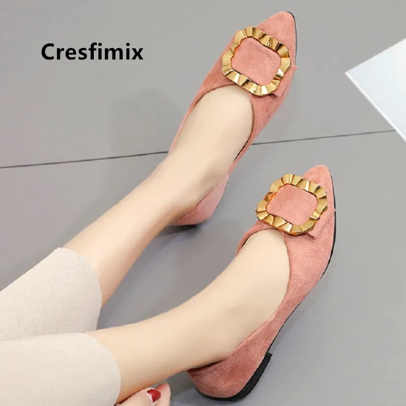 Cresfimix женские милые черные офисные туфли из флока обувь на плоской подошке