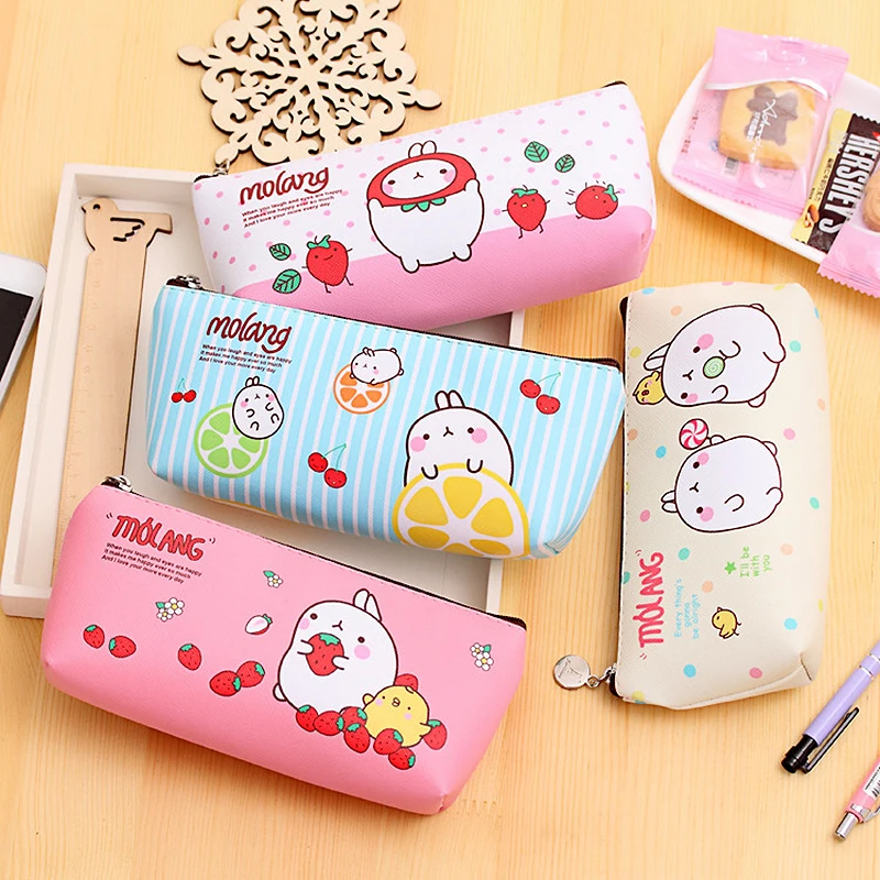 Kawaii Rabbit Водонепроницаемый чехол карандаш из ткани Оксфорд сумка для девочек милый розовый большой футляр