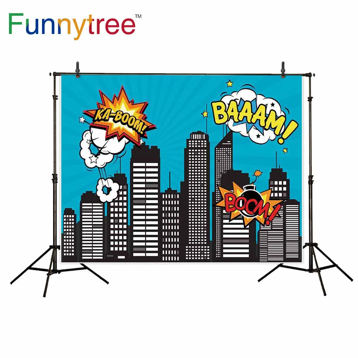 Фоны Funnytree для фотостудии комикс герой город дети Профессиональный фон Фотофон