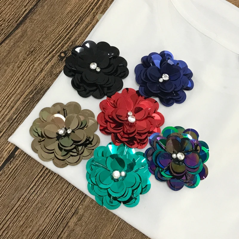 Разноцветные большие ручные бусины для ногтей Цветочная нашивка одежды сумок