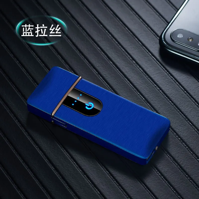 Blue Горячая Распродажа ультра тонкая Wlectric Зажигалка металлическая ветрозащитная перезаряжаемая Зажигалка Мини USB Зажигалка гаджеты для мужчин портативные - Цвет: Blue