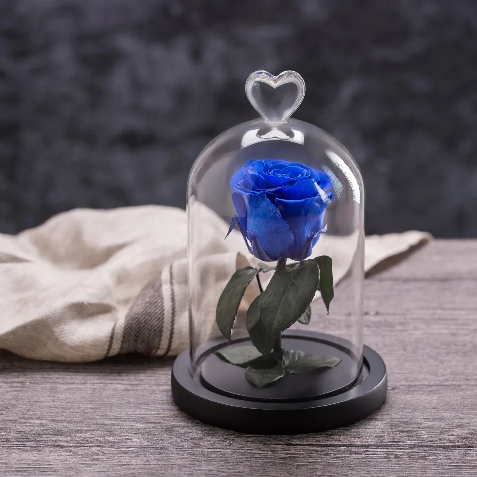 Blue rose Вечный цветок розы с любовью стекло черный чехол искусственный цветок подарок на год Валентина Рождество Gif хорошее украшение дома - Цвет: Blue rose