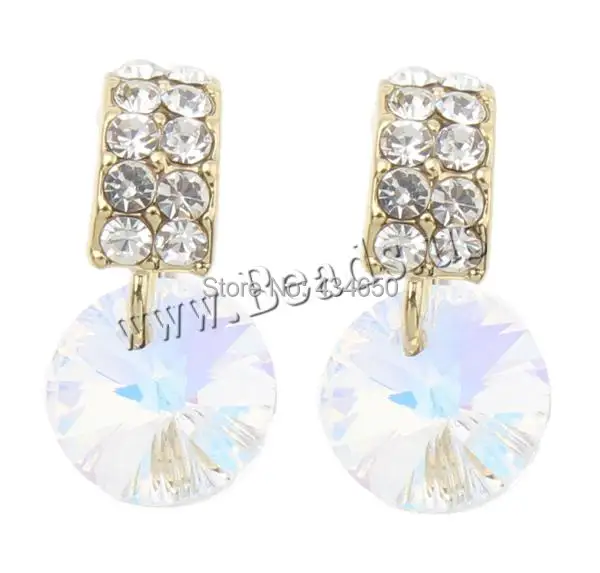 Free shipping!!!Cubic Zircon (CZ) Drop Earring Famous Zinc Alloy with Cubic Zirconia stainless steel post pin Flat Round | Украшения и