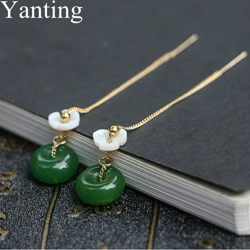 Yanting Green Peace Buckle Earline серьги для женщин в виде ракушки цветок глазированное Стекло Висячие серьги женский подарок Brincos Новинка 0107