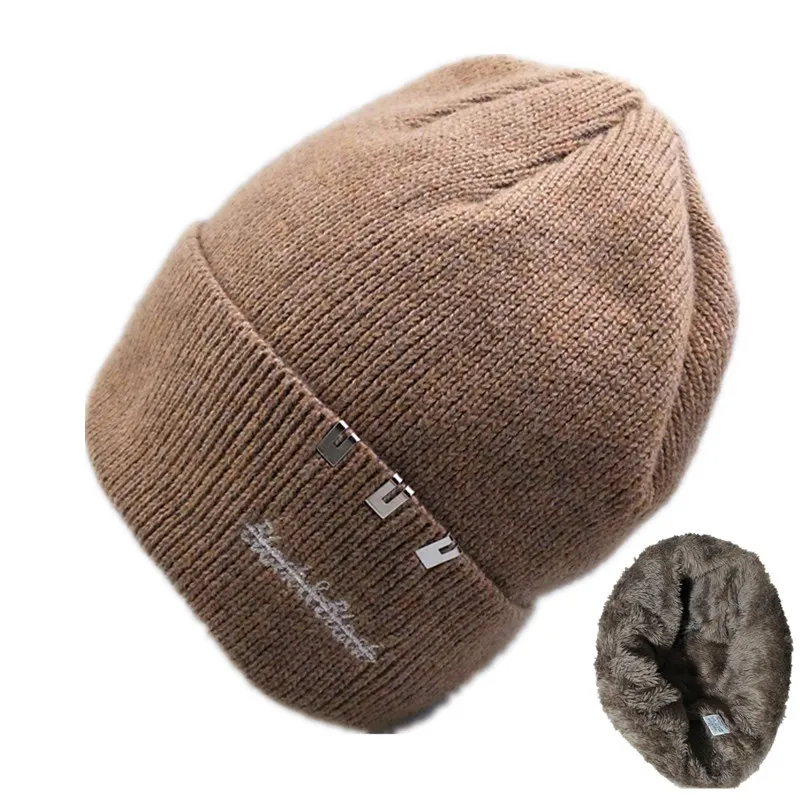 Шерстяные шапки вязаные мужские зимние Skullies Bonnet Зимние головные уборы для мужчин
