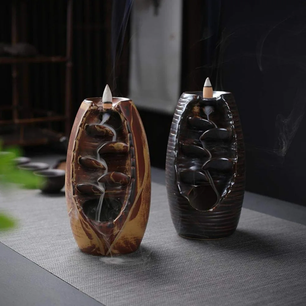 

Backflow Incense Burner Ceramic Aromatherapy Furnace Lotus Smell Aromatic Home Office Incense Crafts Incense Holder