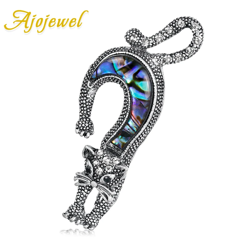 Ajojewel, брошь в виде раковины абалона, кошки, стразы, броши в виде животного для костюма, ювелирные изделия для женщин, девушек, прекрасные подарки