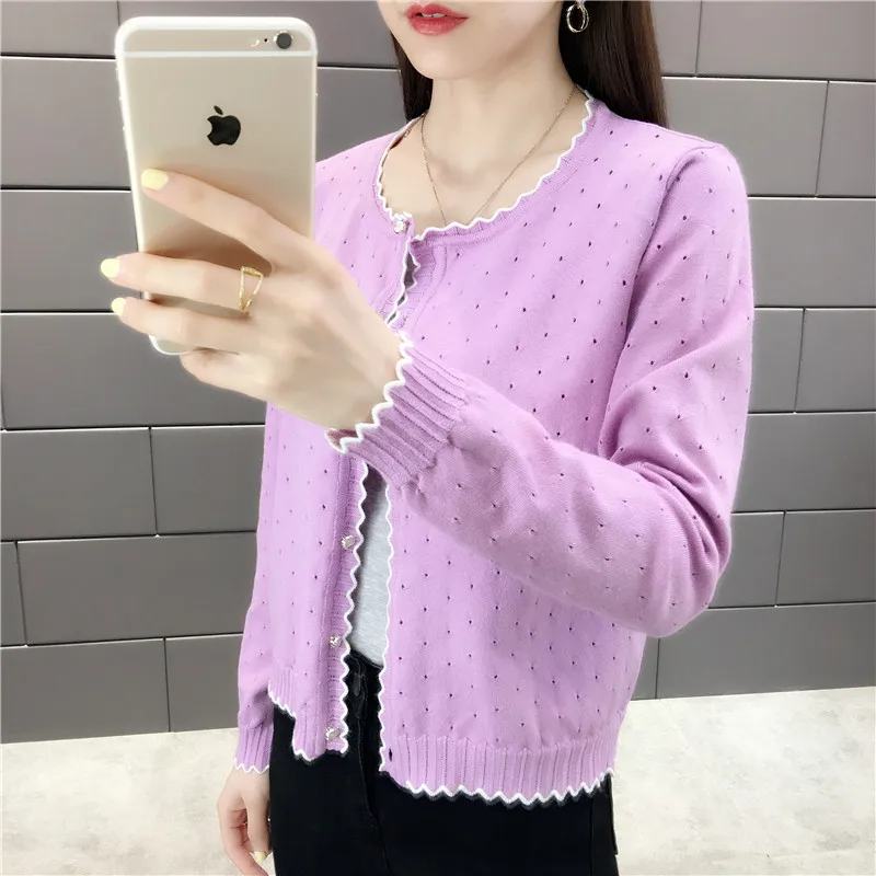 OHCLOTHING короткий дизайн тонкий кардиган женский вырез солнцезащитный Кондиционер рубашка свитер вязаная верхняя одежда маленький плащ