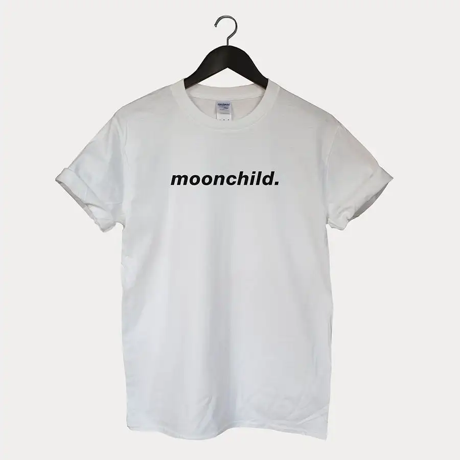 Белый Moonchild, женская футболка, хлопок, повседневная, забавная, футболка, леди, Йонг, девушка, высшее качество, топ, футболка, Прямая поставка, S-521 - Цвет: Белый