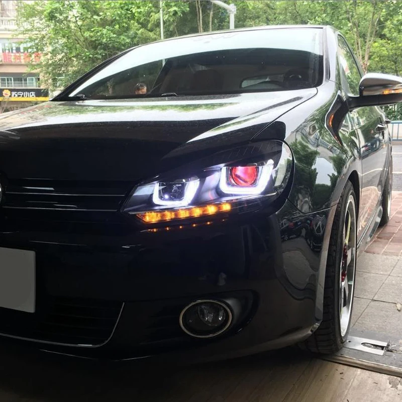 VLAND светодиодный U Стиль Demon eyes лампы для Volkswagen Golf 6 MK6 фары 2008 2009 2010 2012 для GOLF R20 светодиодный головной фонарь