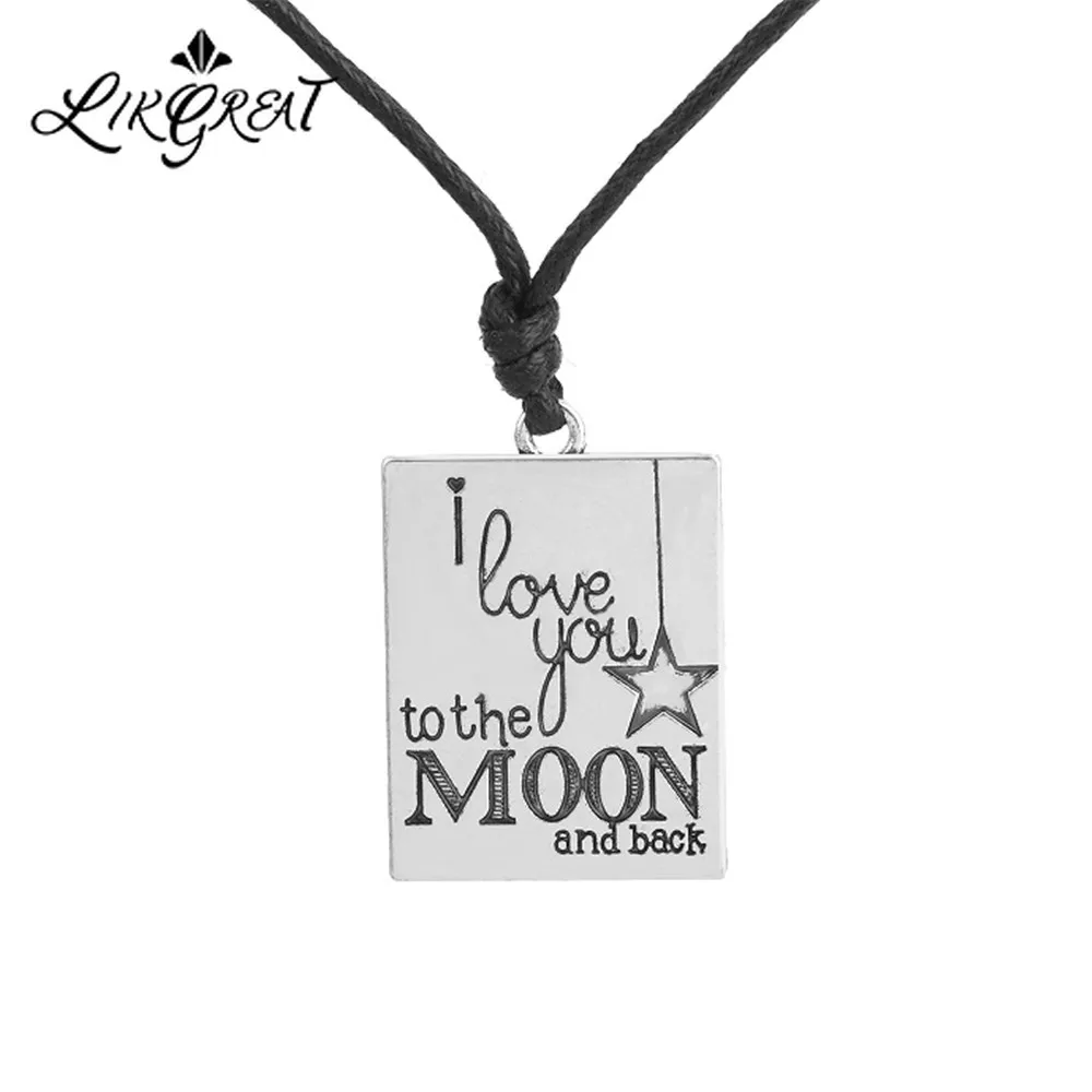 LIKGREAT I Love You To The Moon and Back с гравировкой букв квадратное ожерелье кулоном для женщин