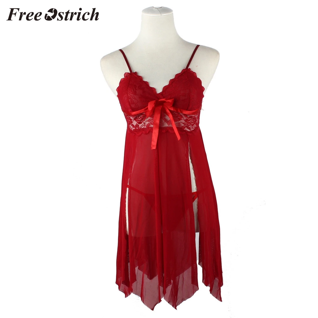 Сексуальное женское нижнее белье Free Ostrich Babydoll ночное кружевное платье g-стринги