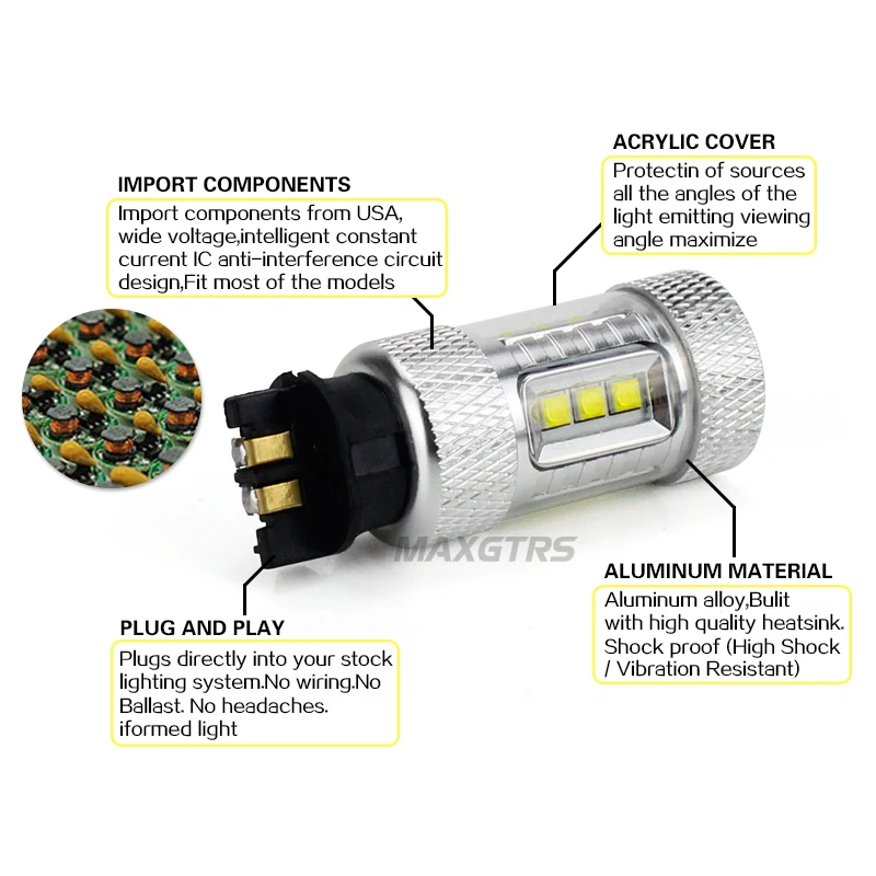 2x PW24W 80W Дневные ходовые огни 12 24V PWY24W 16SMD Автомобильные светодиодные Ксеноновые