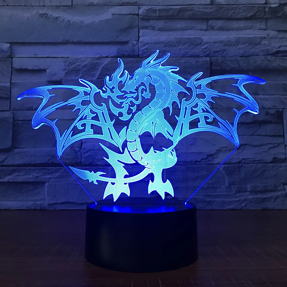 Fire Dragon 3d светодиодный светильник 7 цветов ночник для детей подарок сенсорный Usb