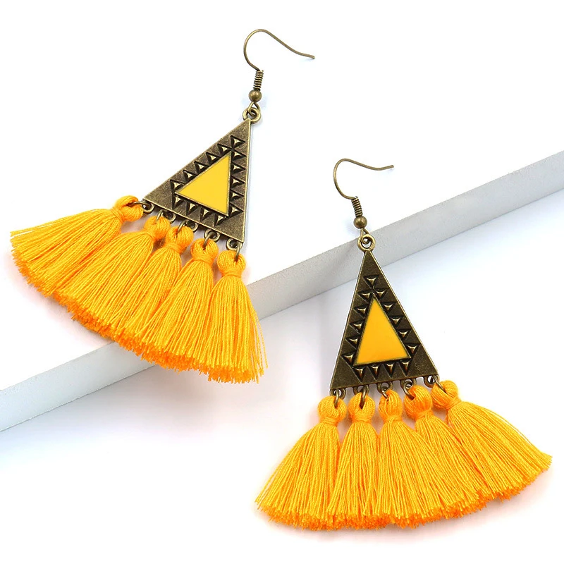 Богемные серьги с кисточками богемные этнические длинные бахромой для женщин