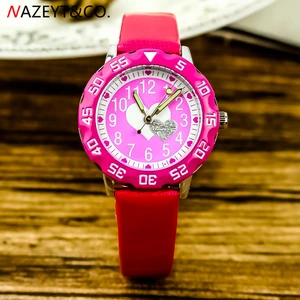 2019 NAZEYT Роскошные брендовые Детские 3D Мультяшные наручные часы для мальчиков и девочек с кристаллами в форме сердца, светящиеся часы hans из искусственной кожи, подарочные часы