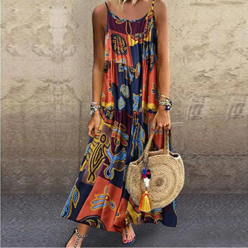 Женское платье Пляжное летнее с вырезом лодочкой макси модное длинное