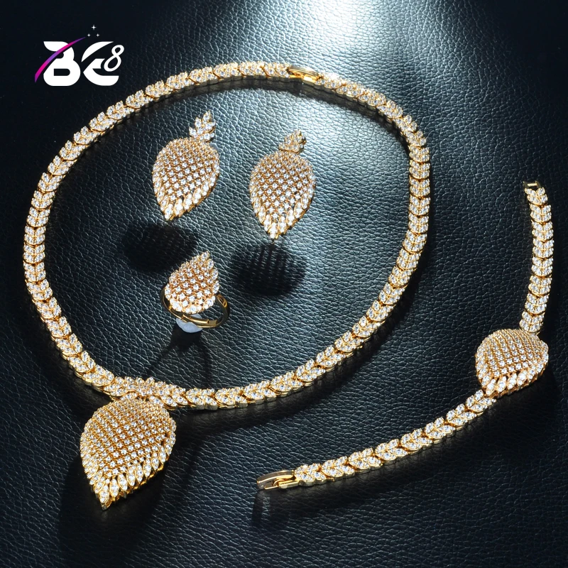 Be 8 New Exquisite Big Pendant Fashion Women Wedding Bridal Cubic Zirconia Necklace Dubai Dress Jewelry Set Costume Design S244