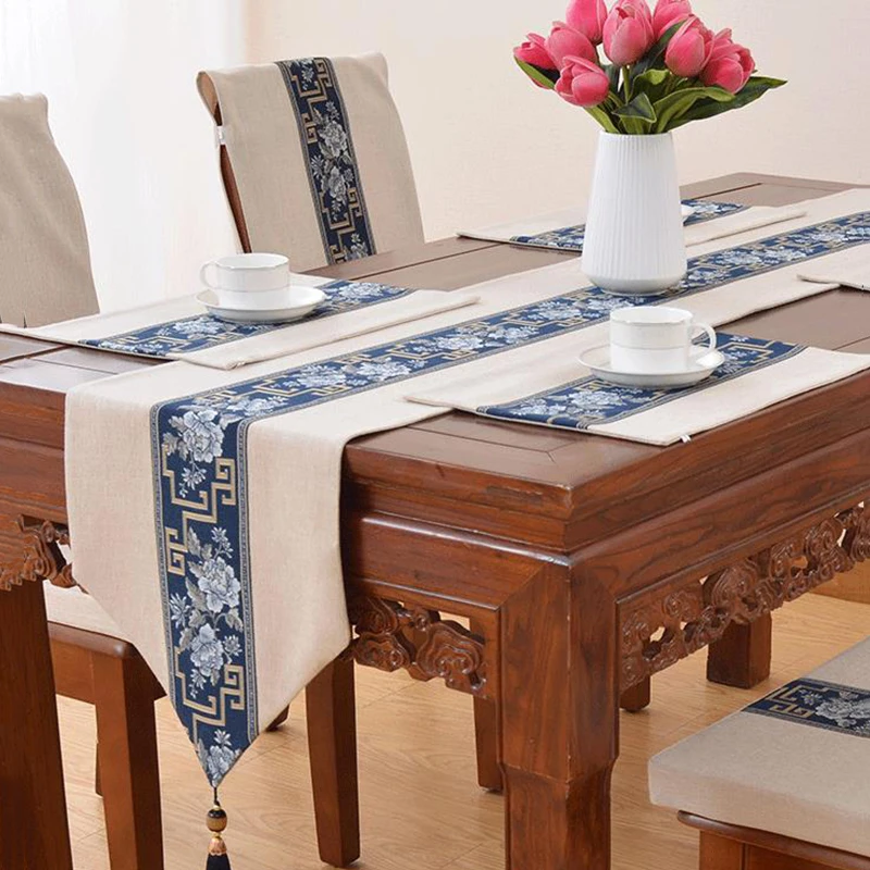 

Vintage Chinese Table Runner Creative Tassel Tea Napkin Bed Flag Tablecloth Home Decor Kung Fu Tea Set Accessories Teaware Mats