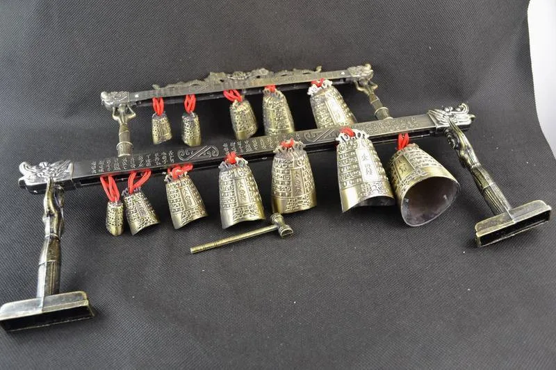 

Brass bells Tibet dragon glockenspiel Chimes in ancient Chinese musical instrument metal handicraft.