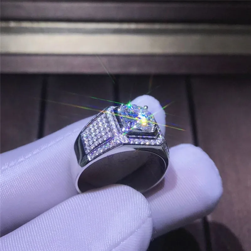 Кольцо мужское серебряное 3 карата 5 А с фианитом | Украшения и аксессуары