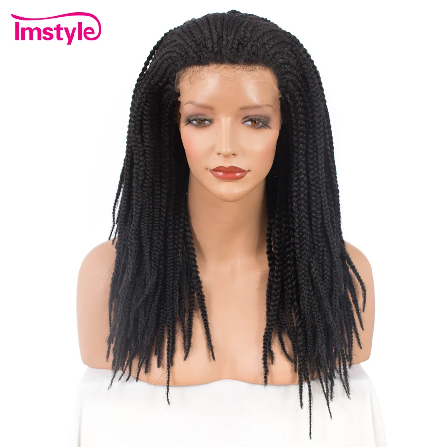 Imstye 1B # Плетеный коробка парики из косичек для Женский черный синтетический