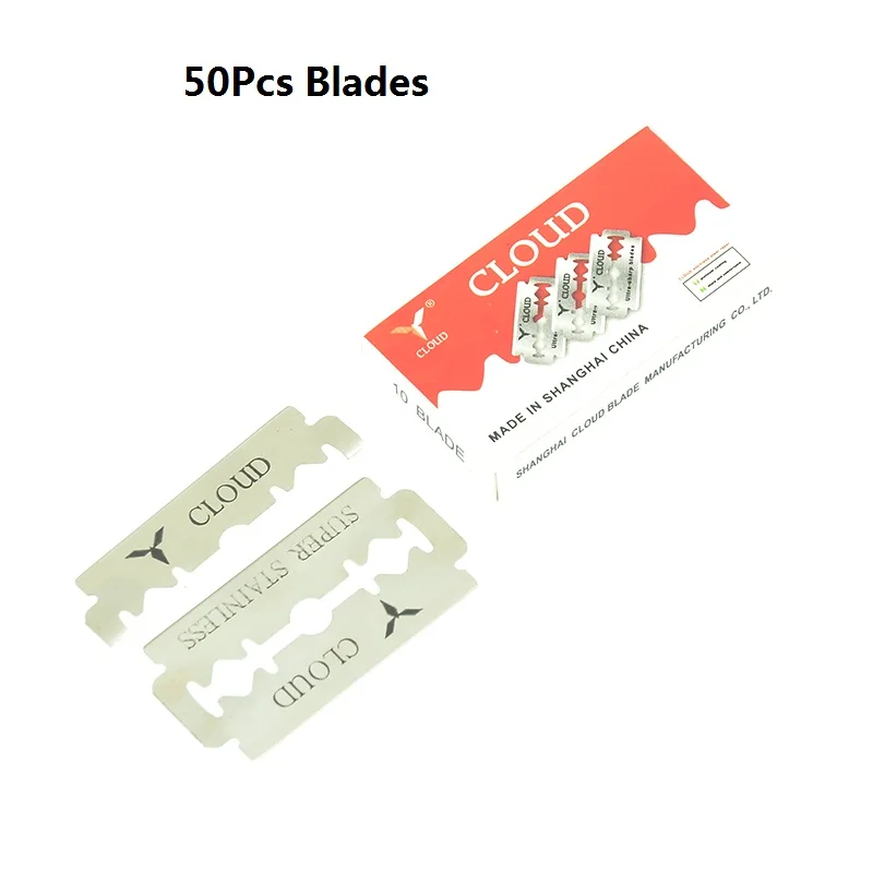 50pcs Blades Meisha 1 шт. бритвы для волос и 10 шт. лезвия парикмахерские бритвы Парикмахерская бритва из нержавеющей стали складной нож для бритья HC0003 - Цвет: 50pcs Blades
