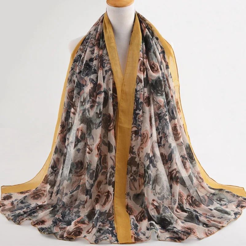 

Winter 2018 rose flower scarf,wraps shawl,head wrap,Muslim floral hijab,girls cape femme,shawls and scarves,viscose scarf,sjaal