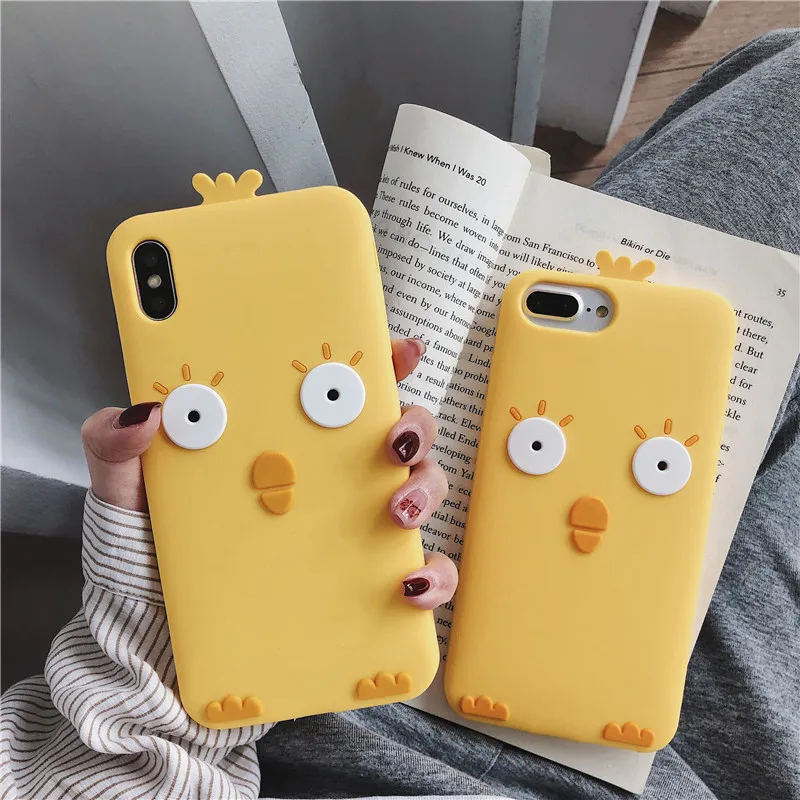 Горячие милые 3D мультфильм желтый цыпленок телефонные чехлы для iPhone X XR XS MAX